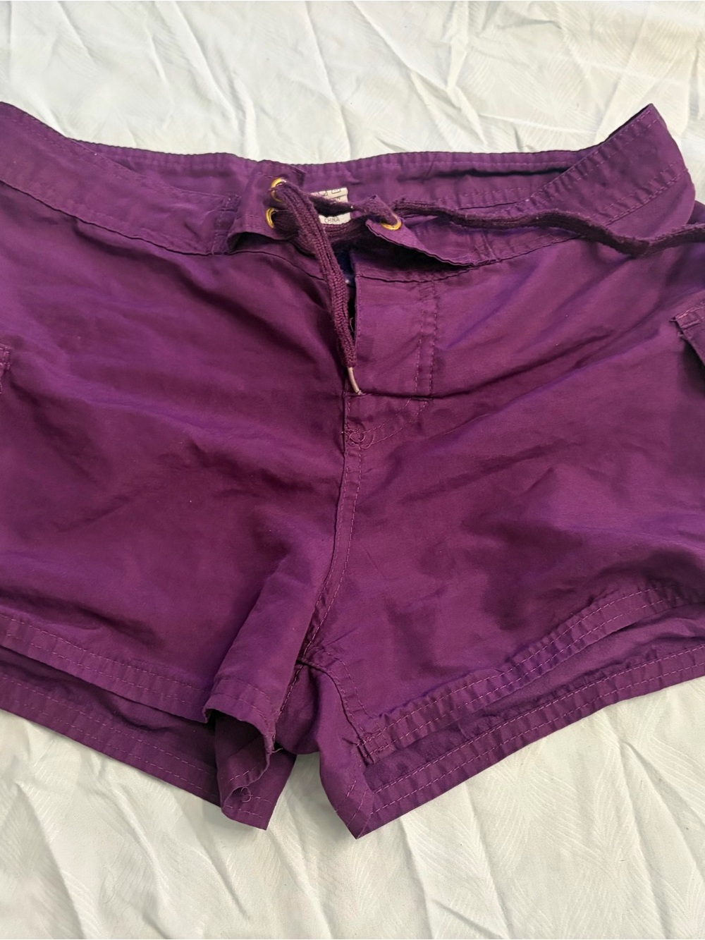 Women's Purple Drawstring Cotton Shorts